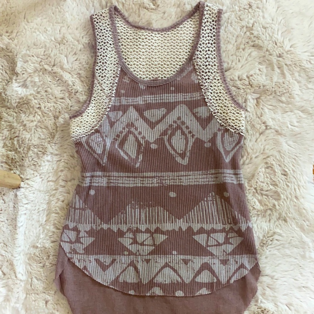 Free People XS high-low patterned tank top